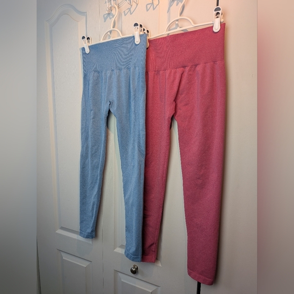 BUNDLE OF 2 NVGTN Seamless Women Leggings Size Medium Pink And Blue Activewear - Picture 6 of 15